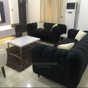 Set of Strip Sofa With Two Single Accent Chairs