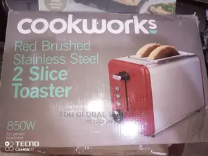 Cookworks 2 Slice Pop Toaster, Red Brushed Stainless Steel.