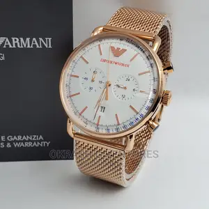 Emporio Armani Chronograph Rose Gold Net Chain Watch