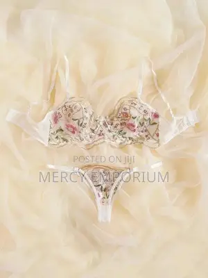 Floral Embroidered Mesh Underwire Lingerie Set
