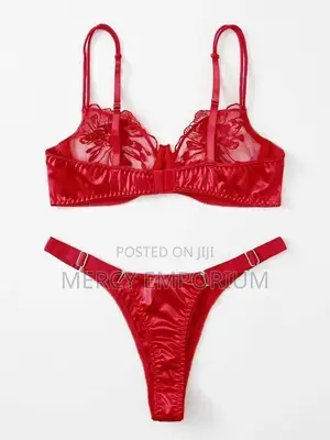 Floral Embroidery Mesh Underwire Lingerie Set
