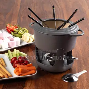 Cast Iron Fondue Set for Cheese, Meat, Chocolate, Broth