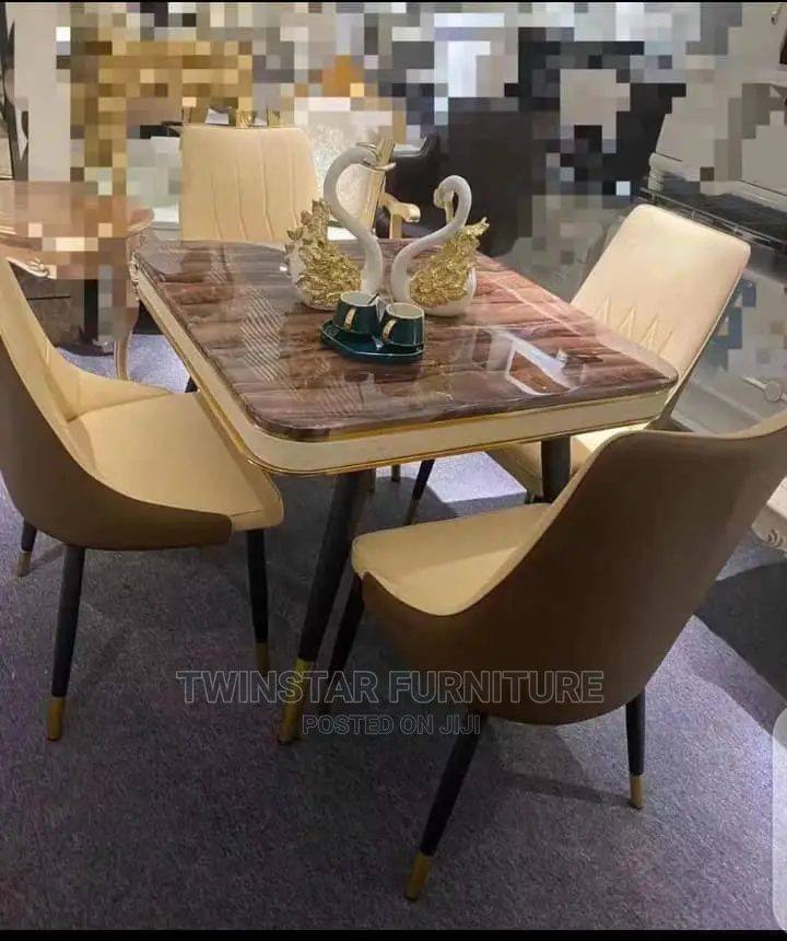 New Modern Marble Top 4 Seaters Dinning Set