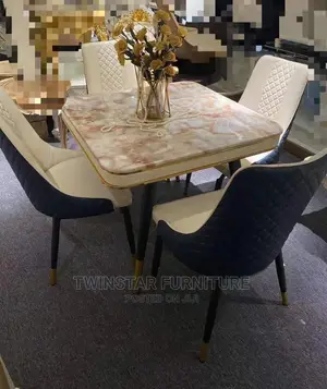 New Modern Marble Top 4 Seaters Dinning Set