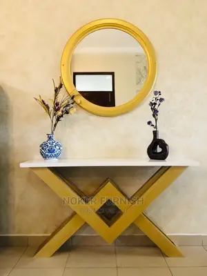 Console Table With Round Mirror Frame
