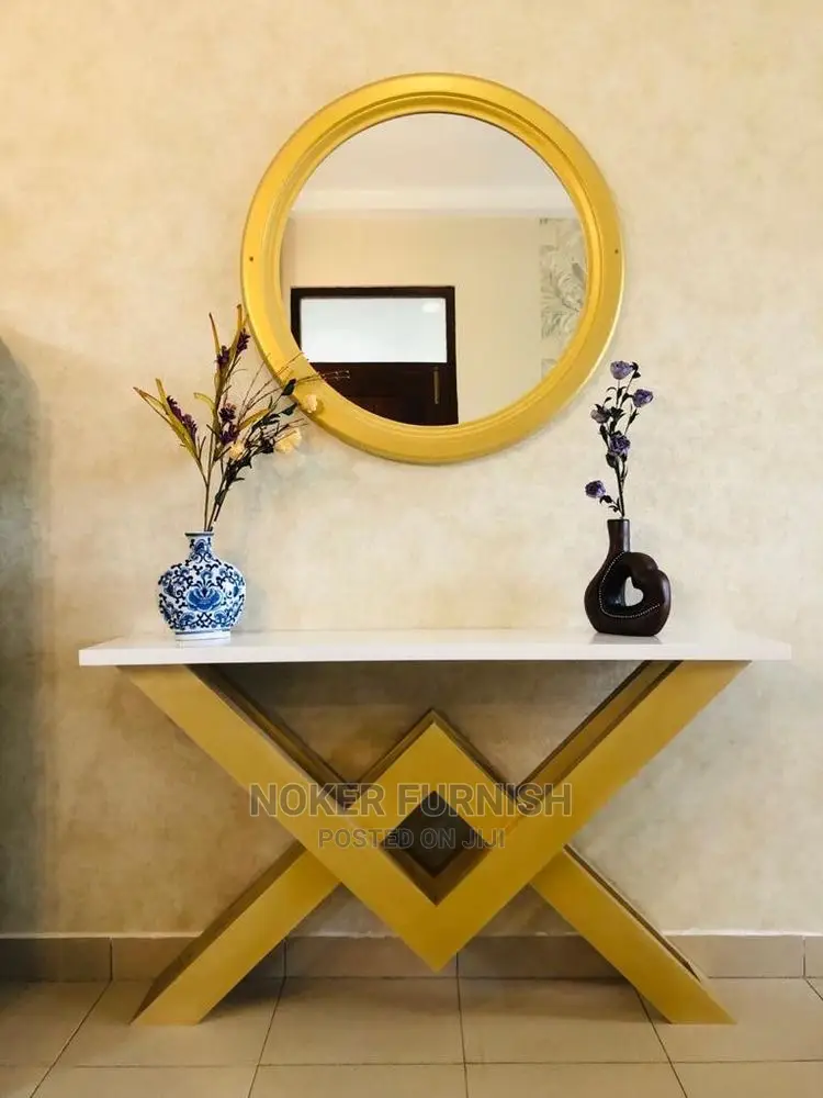 Console Table With Round Mirror Frame