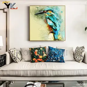 Abstract Bluecolour Hummingbird Decorative Oil Painting