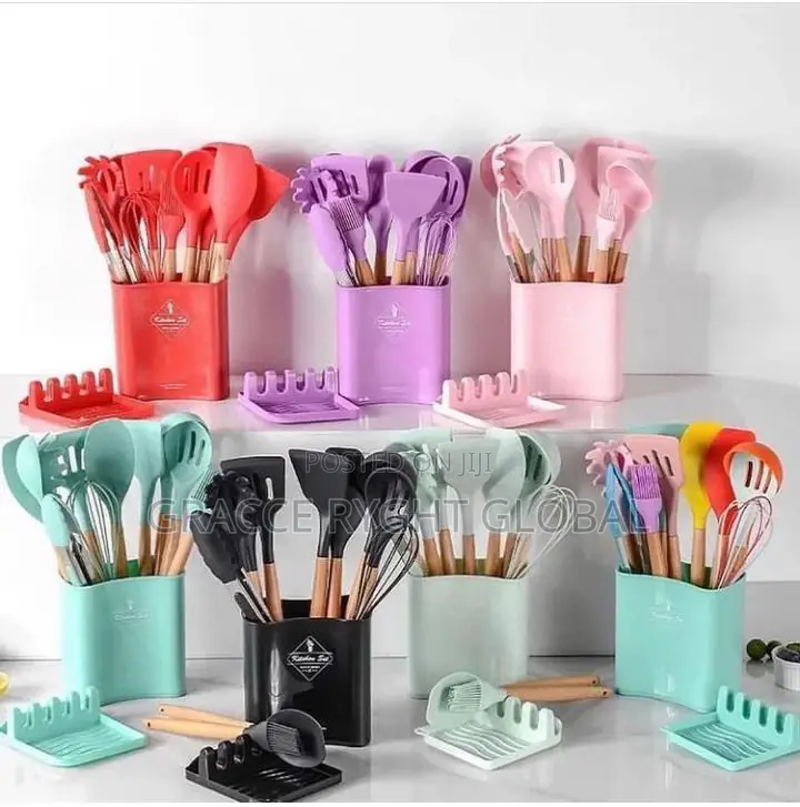 13pcs Silicone Kitchen Utensils With Spoon Rest