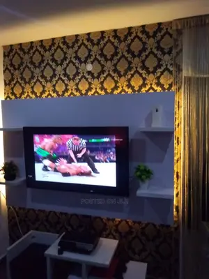 Wall TV Console With Gold Light 