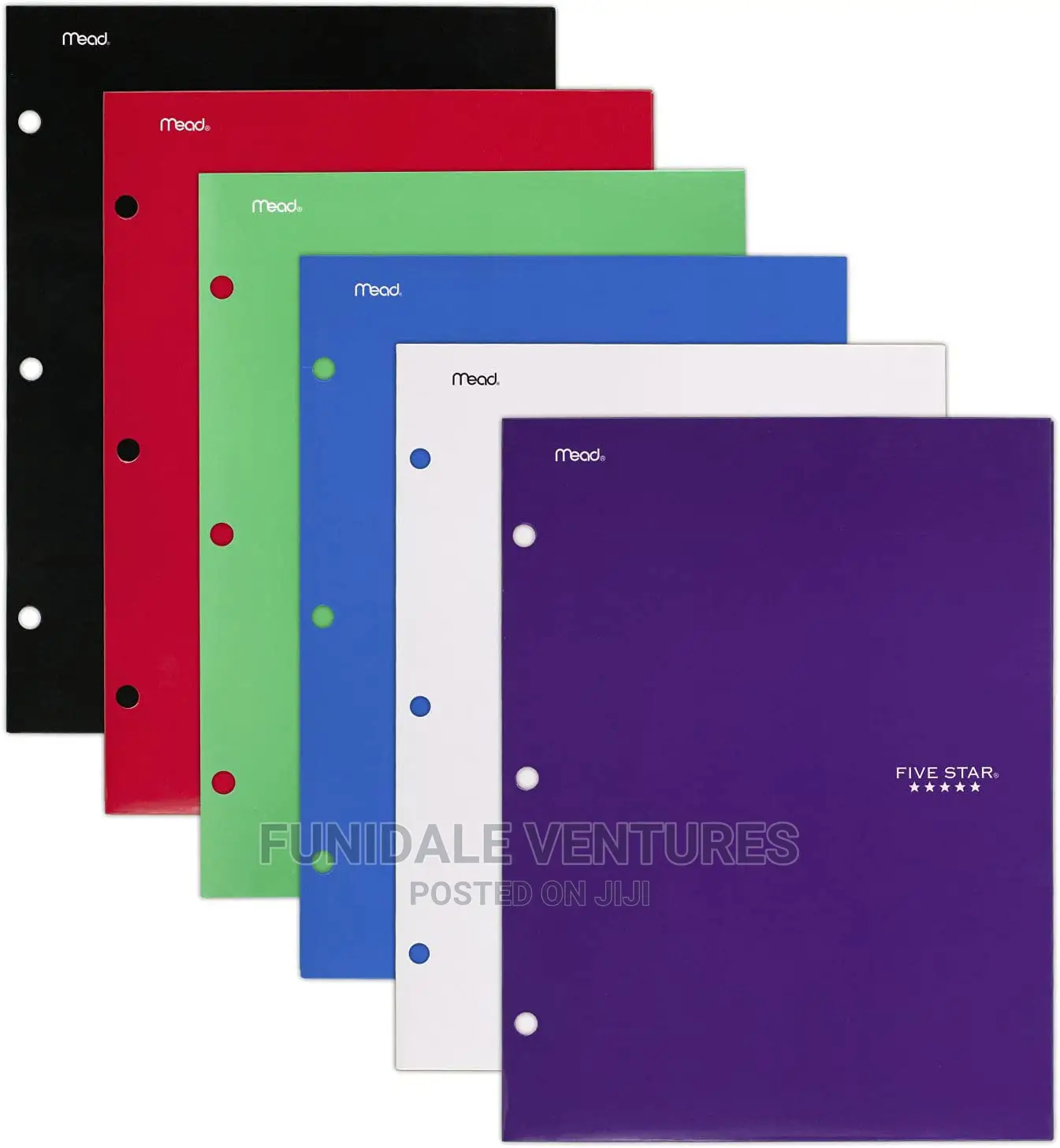 5 Pack Mead Polyproplene 2 Pocket Folder