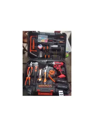 Tool Box With 21volt Cordless Drill Machine Tools Kit