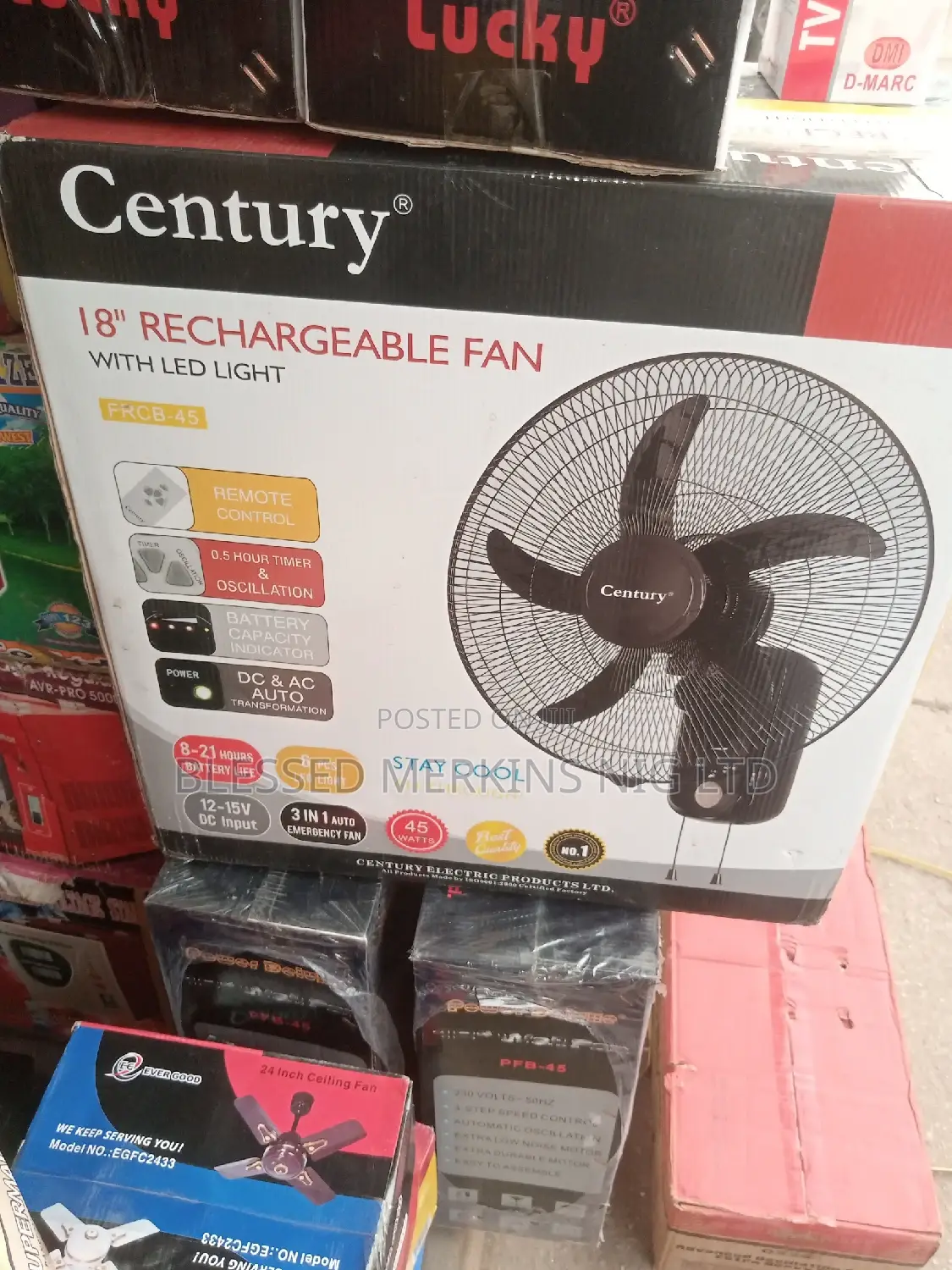 Century Rechargeable Wall Fan 18"