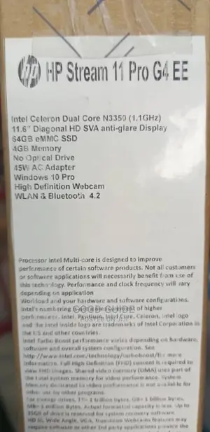 New Laptop HP Stream 11 Pro G4 EE 4GB Intel Celeron SSD 60GB