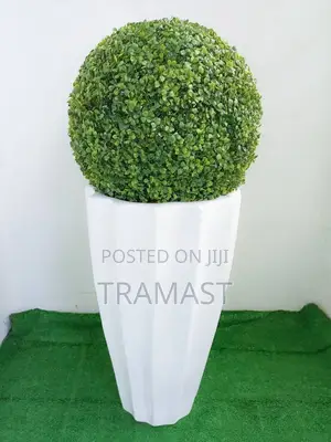 Artificial Boxwood Ball With Okro Vase