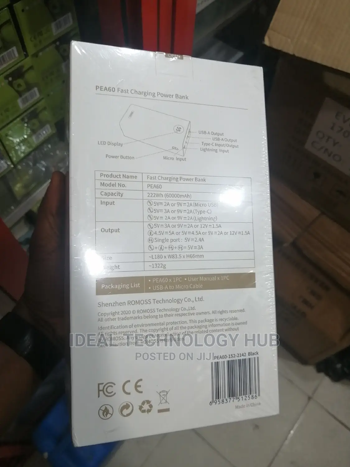 Romoss 60000mah Fast Power Bank Pea60 22.5w