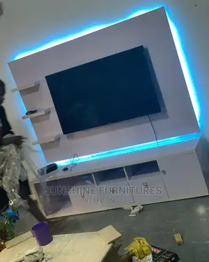 Wall Mounted Tv Console With Gold Tape