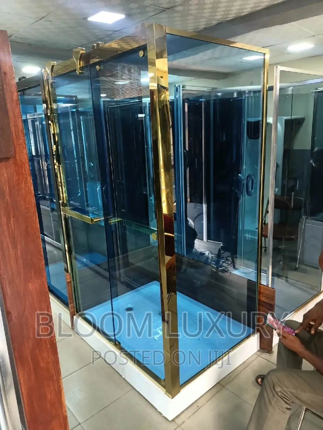 Gold Framed Shower Cubicle 8mm