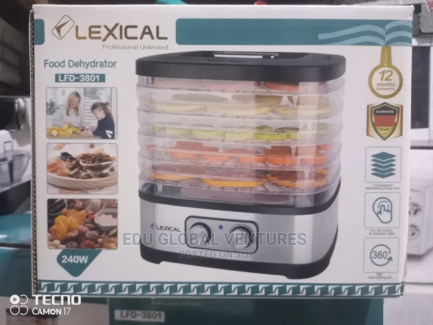 Lexical 5layers Dehydrator (Original), 3600 Circulating Air.