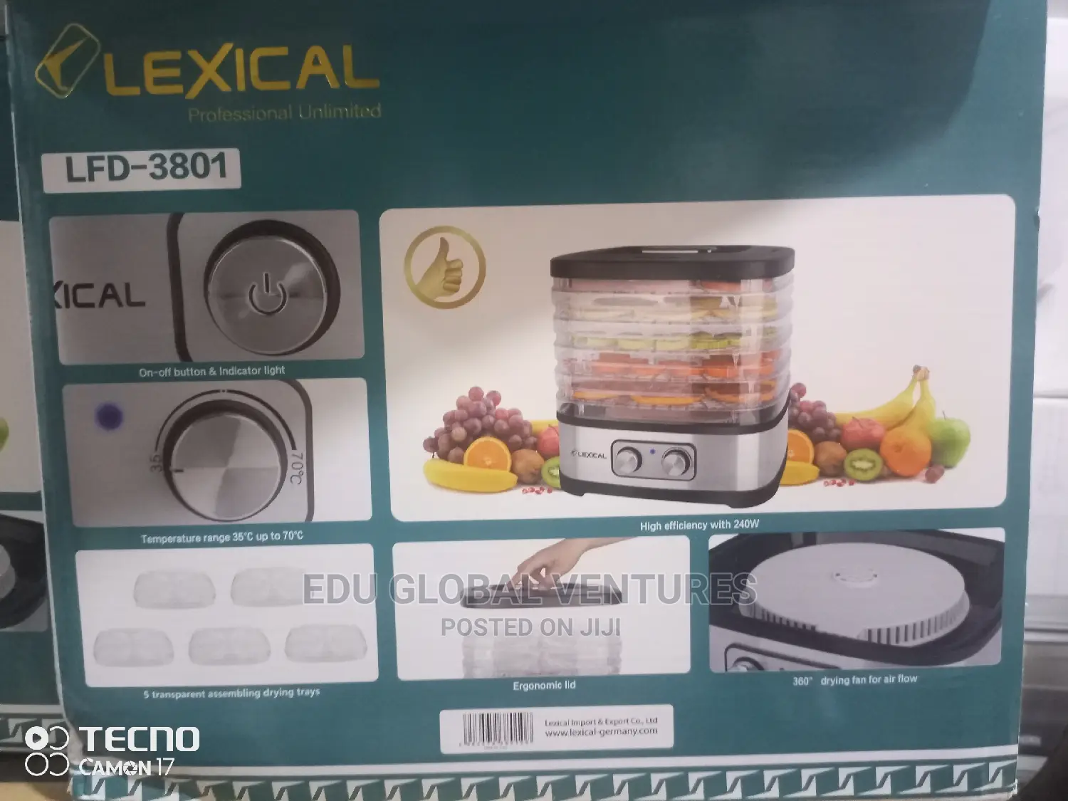 Lexical 5layers Dehydrator (Original), 3600 Circulating Air.