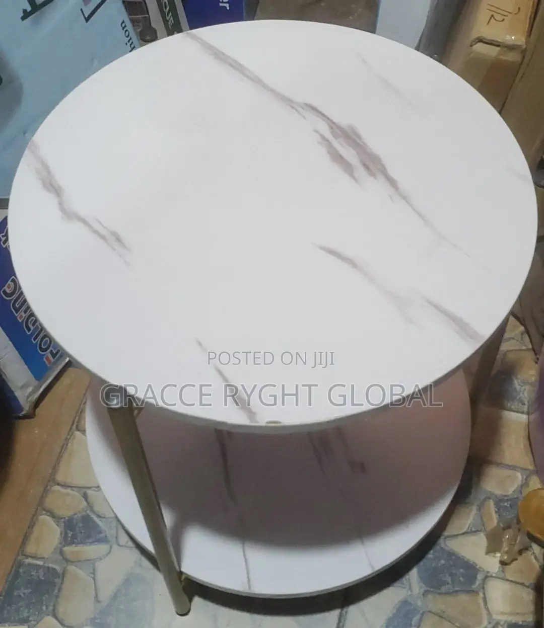 2 Tier Round Marble Coffee Side Table