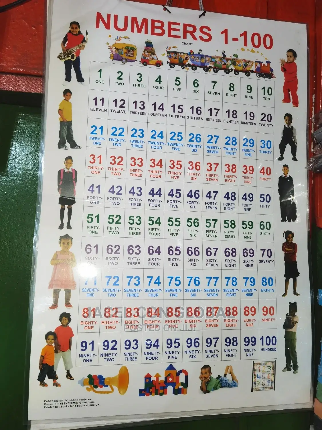 1 to 100 Fully Laminated Children Chart