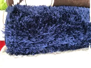 Plain Dark Blue Soft Shaggy Carpet (4/6)