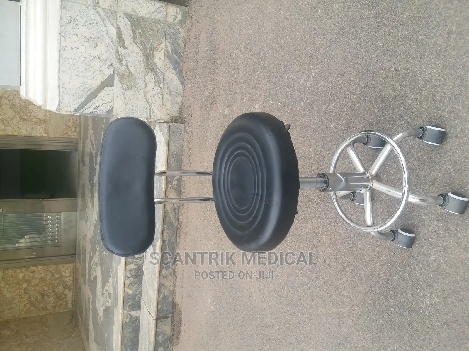 Medical Science Lab Stool, Backrest, Black