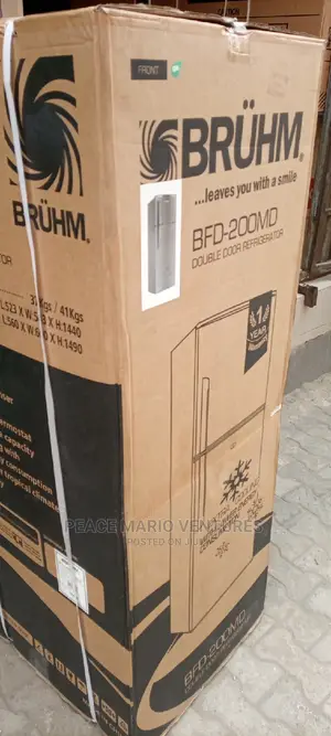 Bruhm Standing Two Door Fridge Up Freezer and Down Fridge.