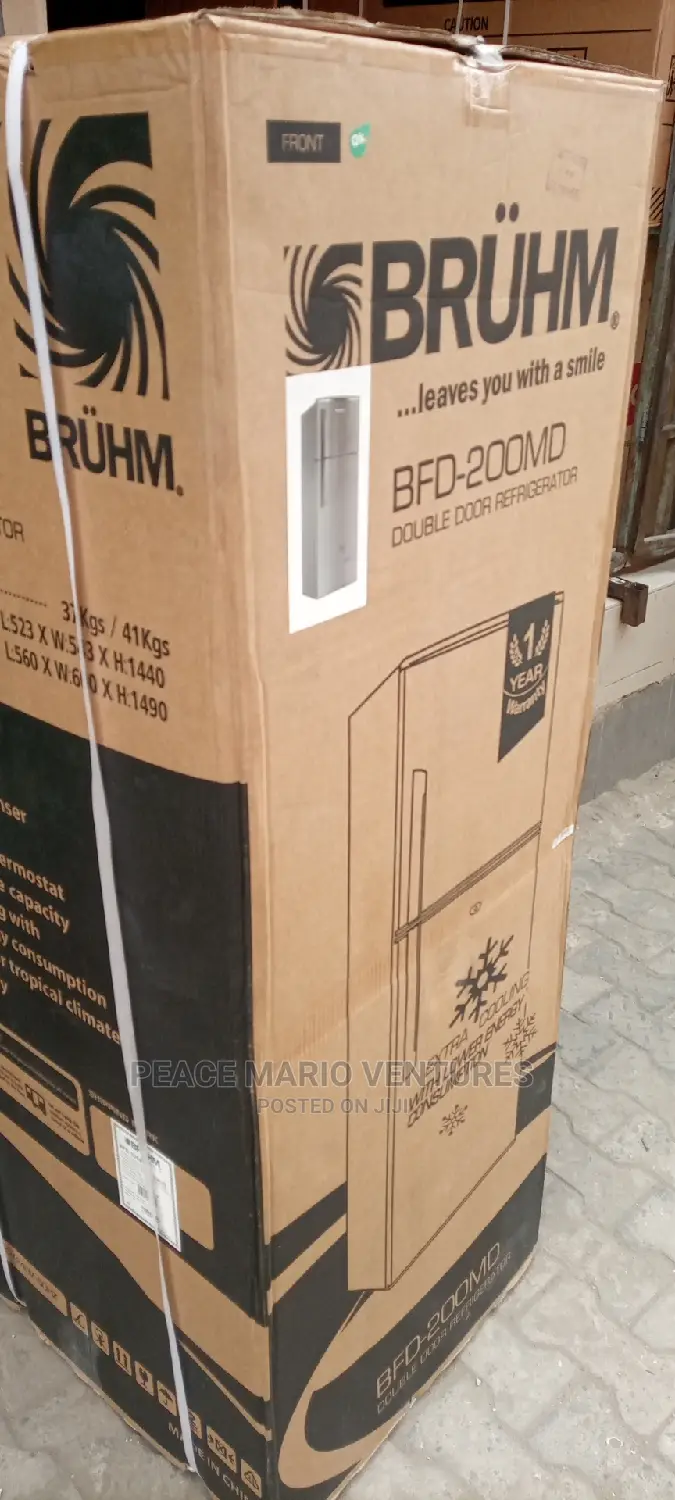 Bruhm Standing Two Door Fridge Up Freezer and Down Fridge.