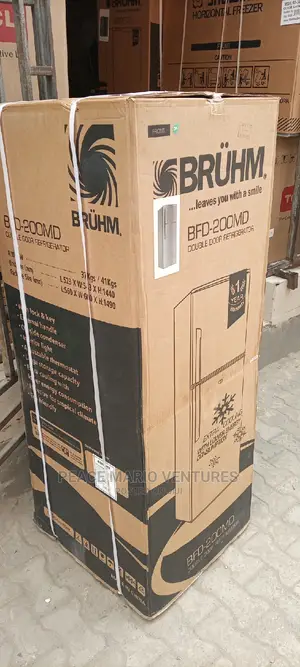 Bruhm Standing Two Door Fridge Up Freezer and Down Fridge.