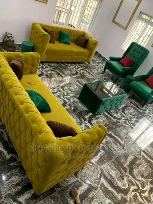 Chesterfield Sofa With Kings Chair and Center Table