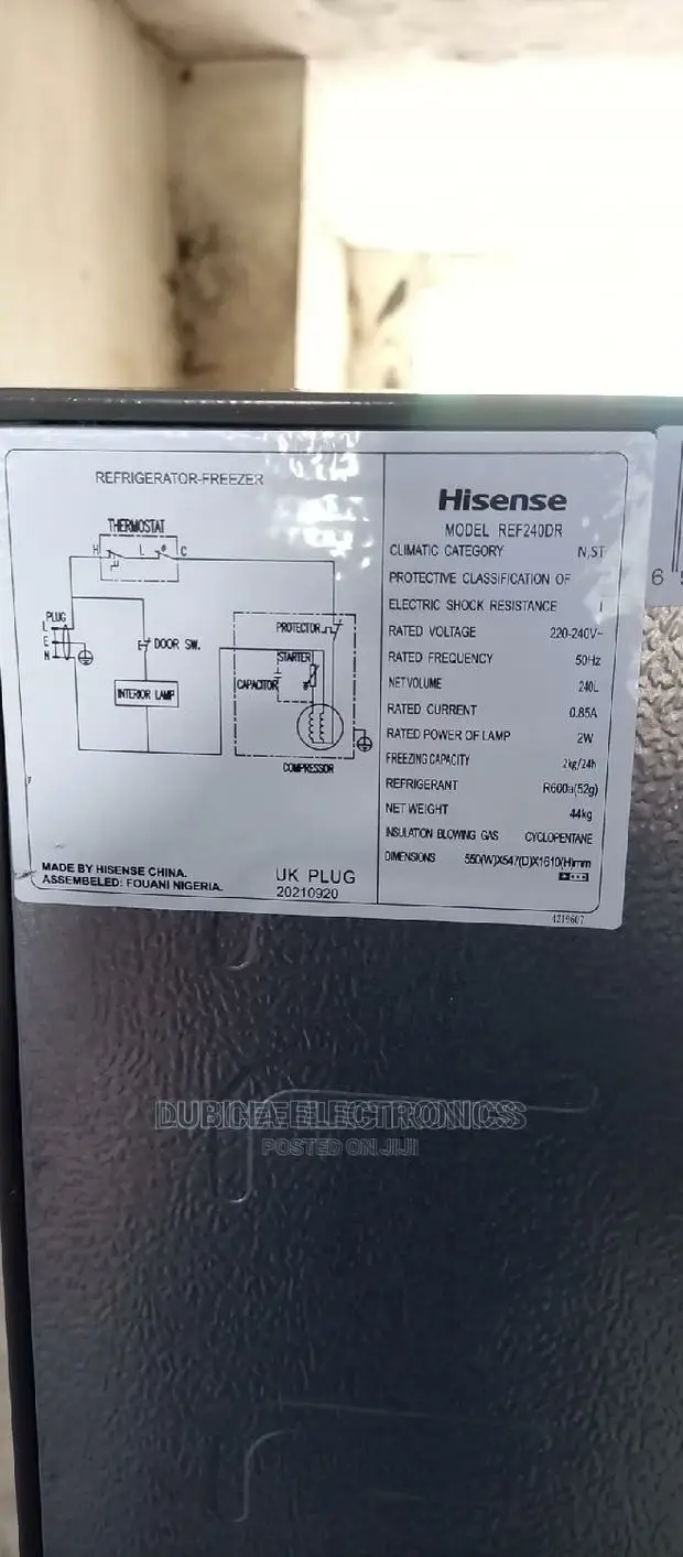 Brand New HISENSE(Model240)240litter Fridge/External/Silver