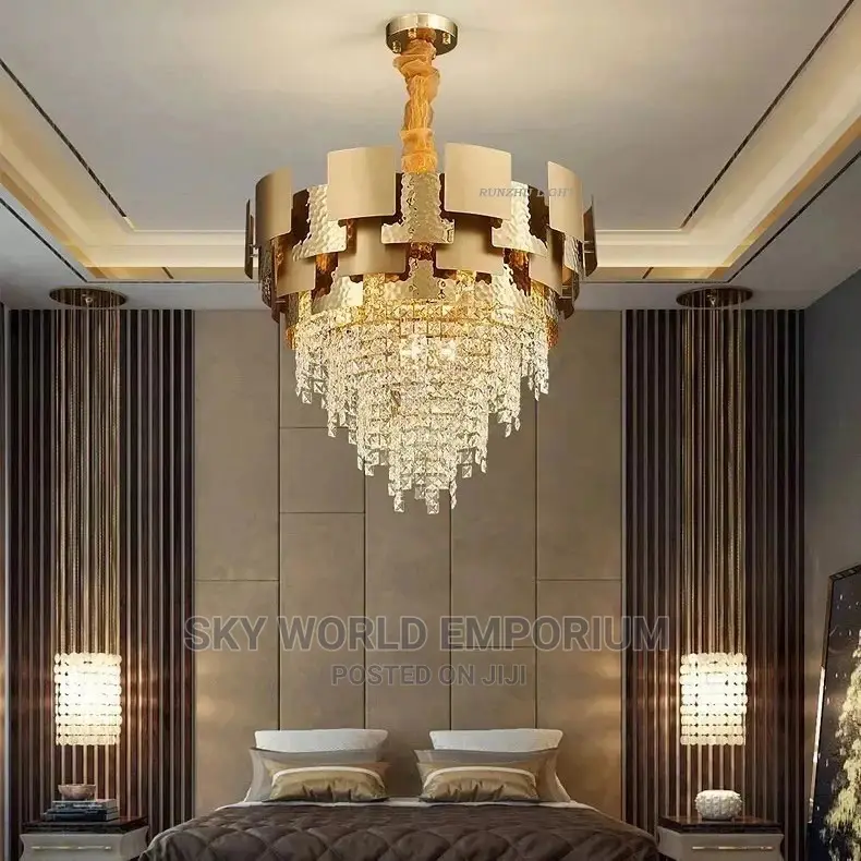 E14 Postmodern Golden Crystal Pendant Light