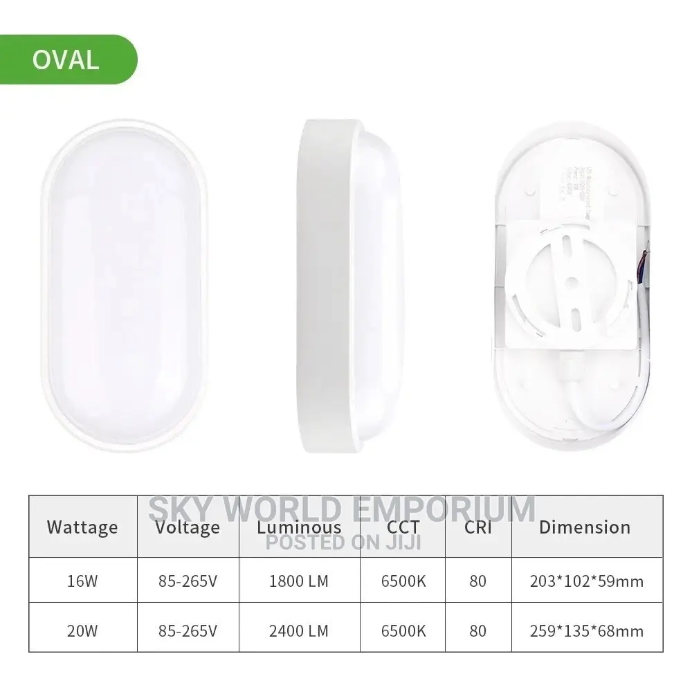 Oval IP65 Waterproof Outdoor Lamp
