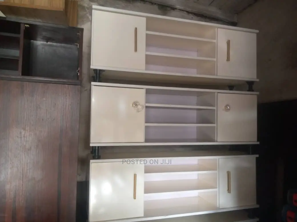 Solid Wood Tv Stand White With Golden Handle