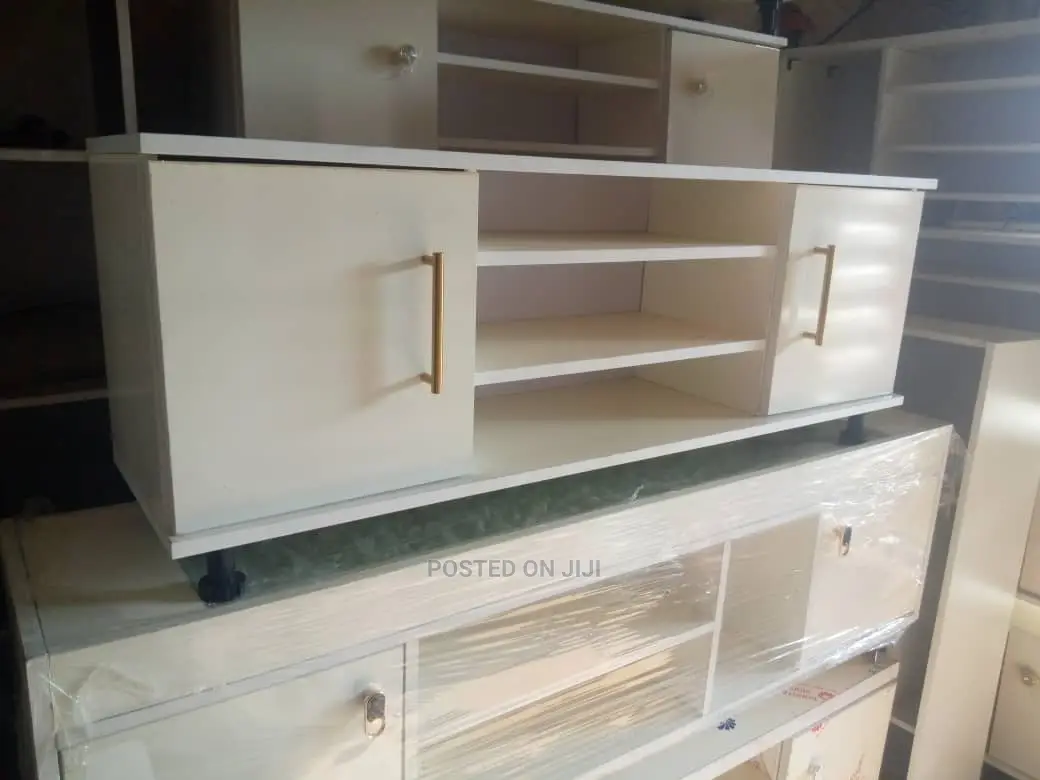 Solid Wood Tv Stand White With Golden Handle