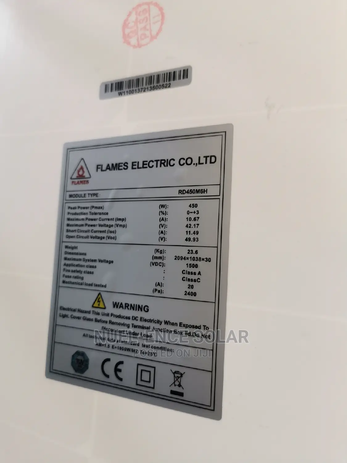450w PERC Monocrystalline Panels Flames