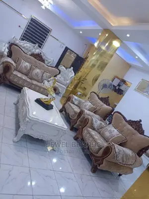 Luxury 7 Seater Living Room Fabric Made Royal Sofa Chair.
