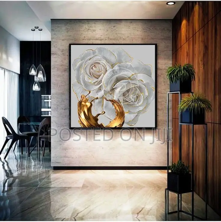 3d Off-White and Gold Coloured Flower