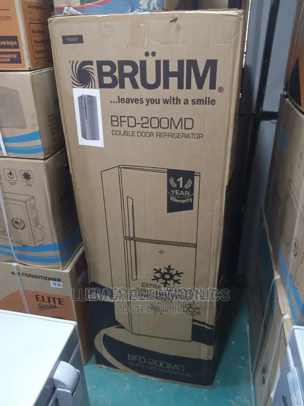 Band New BRUHM 200LITTER Double Door Fridge/External/Silver/
