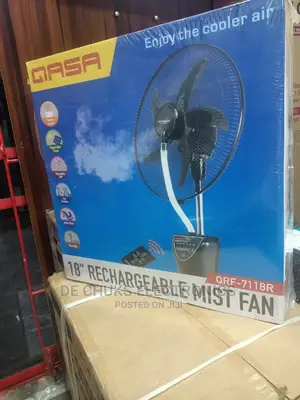 QASA 18"Inches Water Mist Fan(Rechargable)-Black Color