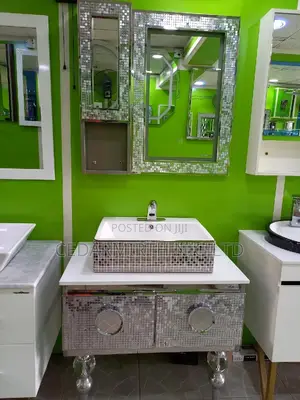 Single Basin Silver Mosaic Bathroom Cabinet