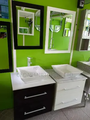 Brown/White Single Basin Bathroom Cabinet