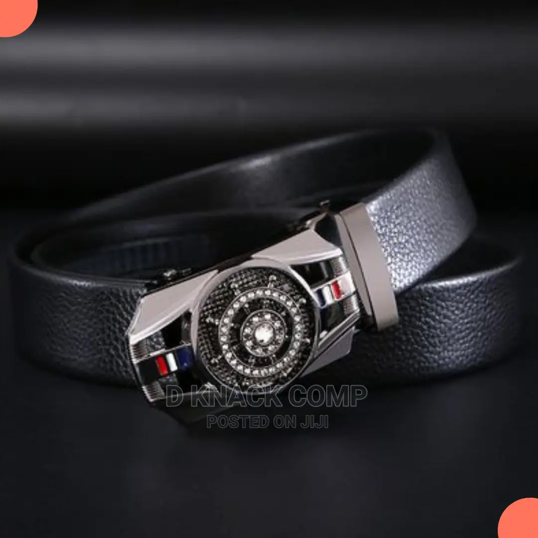 Better Leather Automatic Mens Strap Belt - Black
