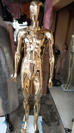 Golden Chrome Male Full Body Fashion Display Mannequin