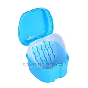 White Denture Bath With Rinsing Basket