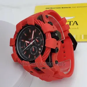 Invicta Chronograph Red Rubber Strap Watch