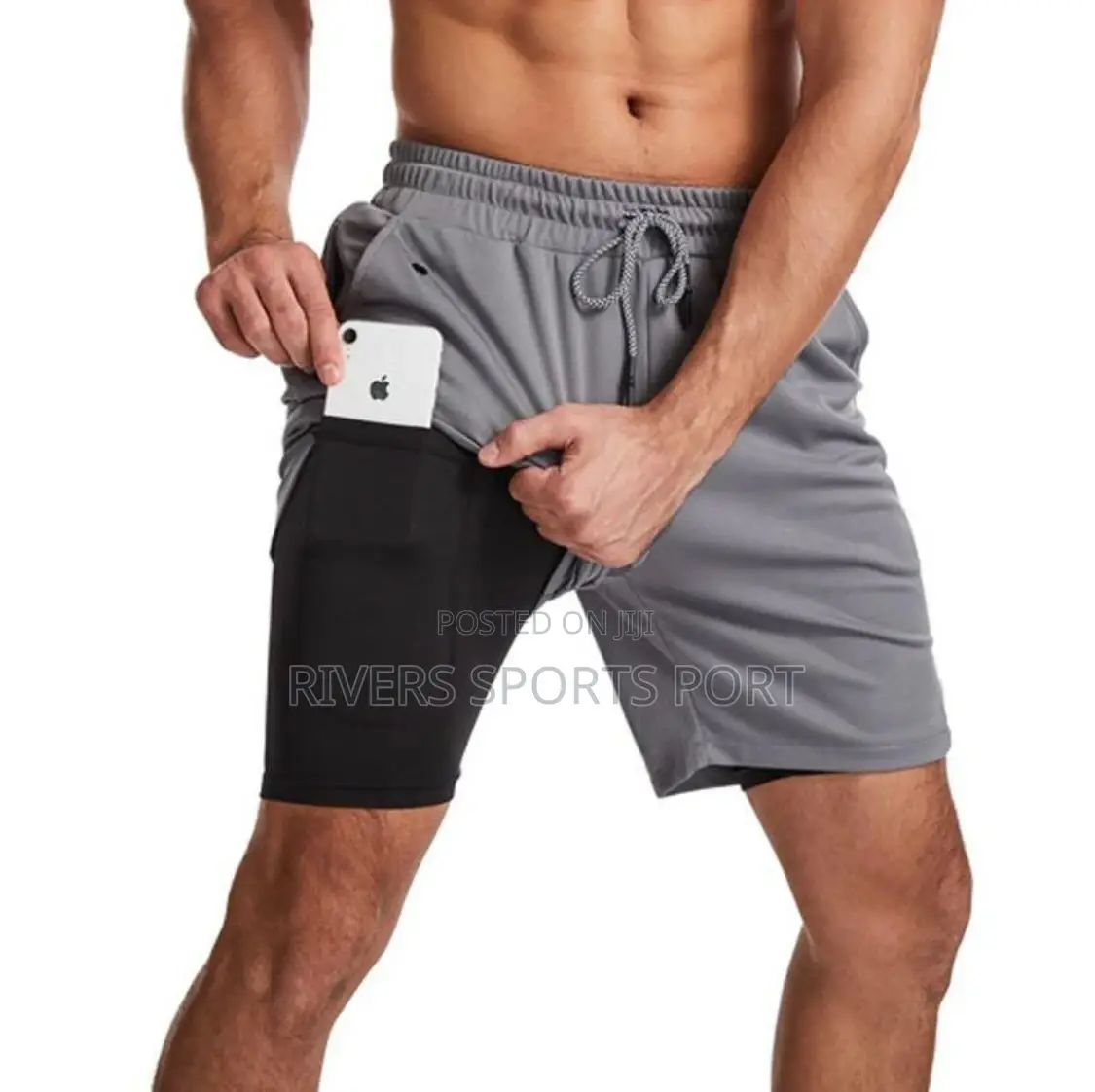 Men 2 In 1 Double-deck Quick Dry GYM Sport Shorts Fitness