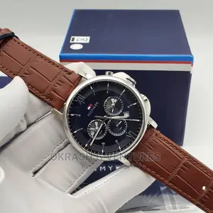 Tommy Hilfiger Chronograph Silver Leather Strap Watch