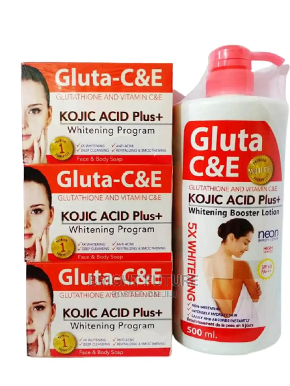 Gluta C E Kojic Acid Plus Whitening Set(1pcsof Soap Lot